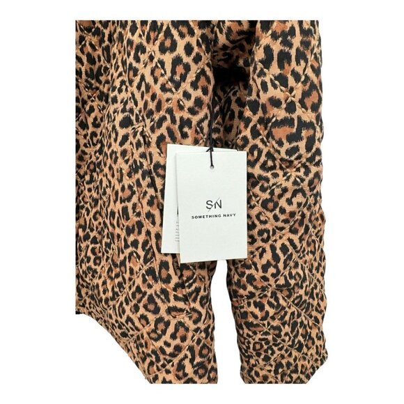 Something Navy Leopard Black Reversible Quilted Jacket NWT - Picture 13 of 14